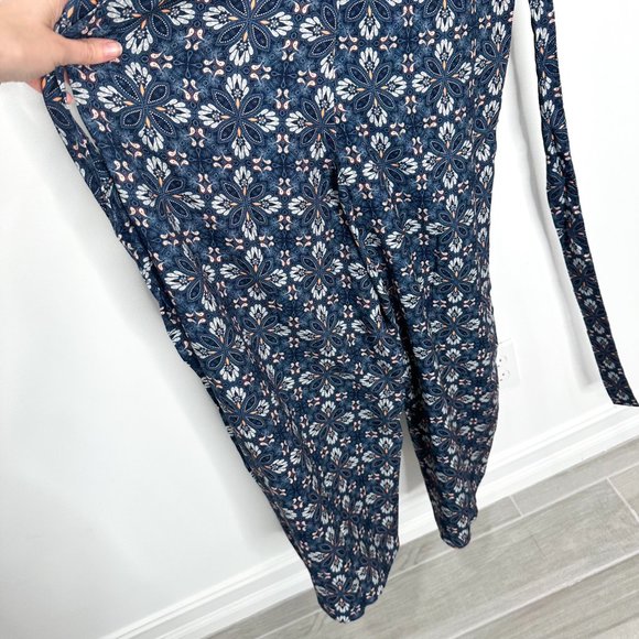 Anthropologie LAIA Norma Wide Leg Tie Waist Jumpsuit in Blue Floral Motif Print - Picture 17 of 17